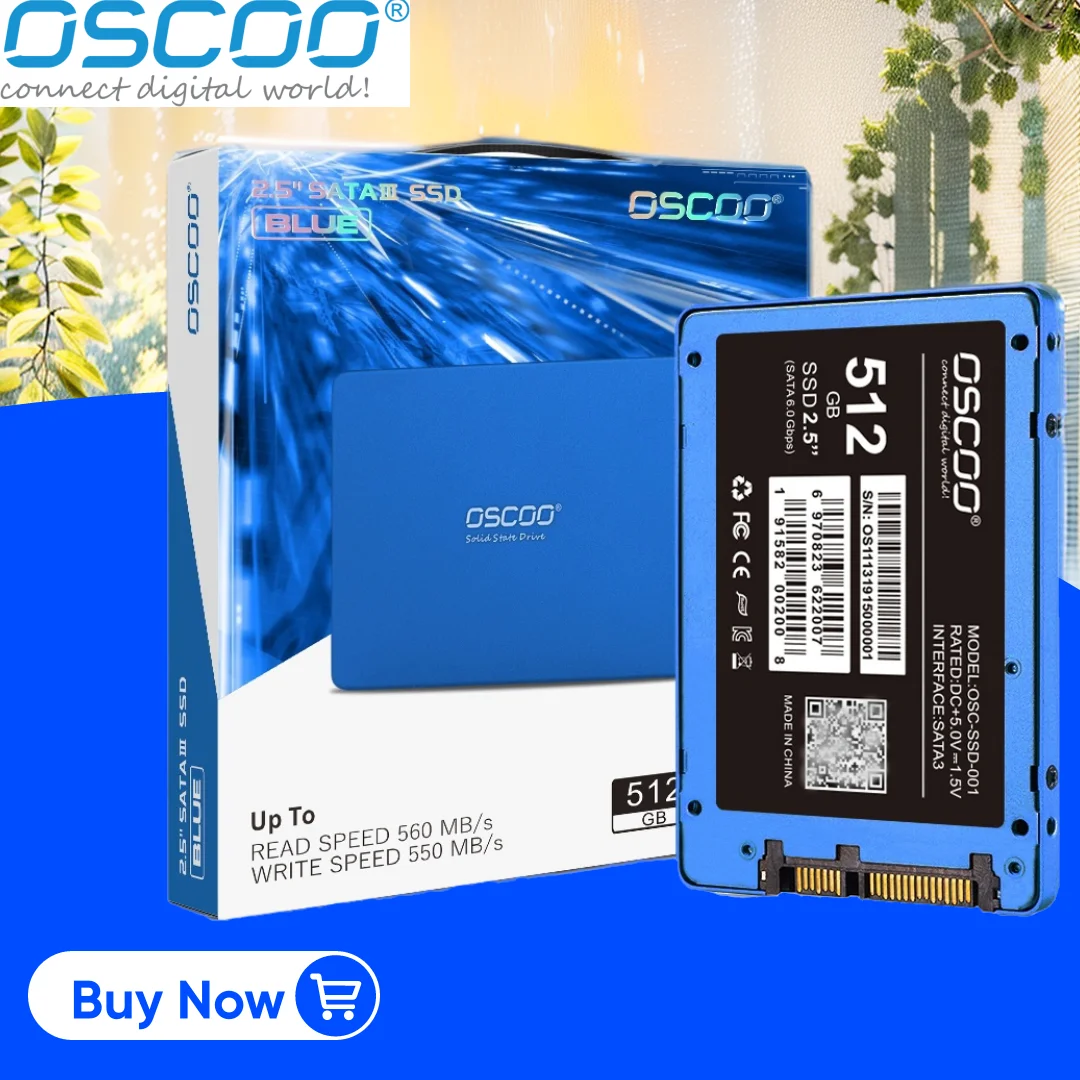 

OSCOO 2.5 Inch SATA SSD Blue Series Hard Drive Disk SATA Rev. 3.0(6Gb/s) 2tb 1tb 512gb SSD 3D TLC Nand Flash Internal Hard Drive