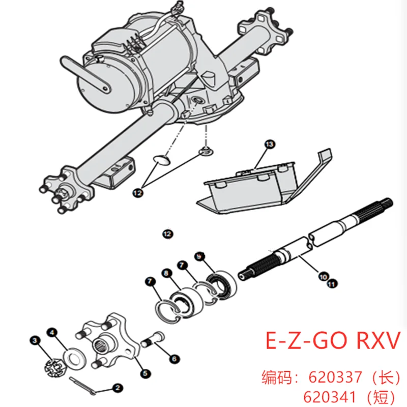 Drive half shaft OEM 620337 / 620341 of E-Z-GO RXV rear axle drive assembly drelectric golf cart  electric sightseeing car parts