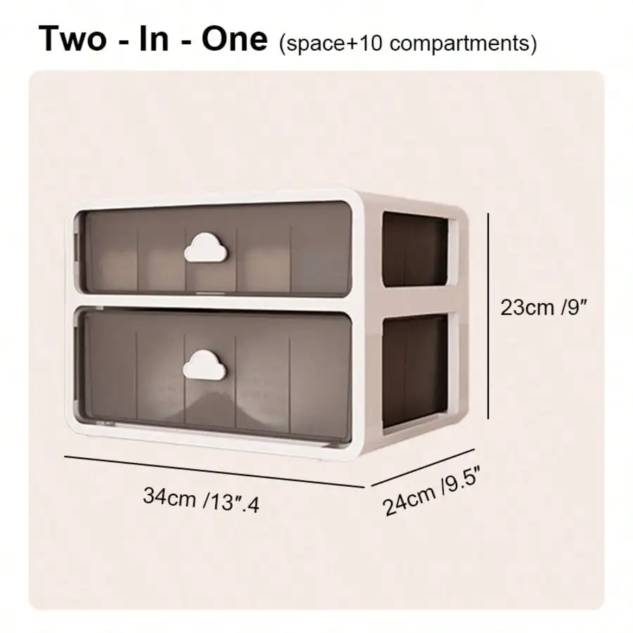 

Desk Organizer With Drawers, Stackable Storage Drawers With Compartments Desktop Organization For Office Supplies, Makeup, Pencils, Tape, Erasers, Paperclips, Chargers
