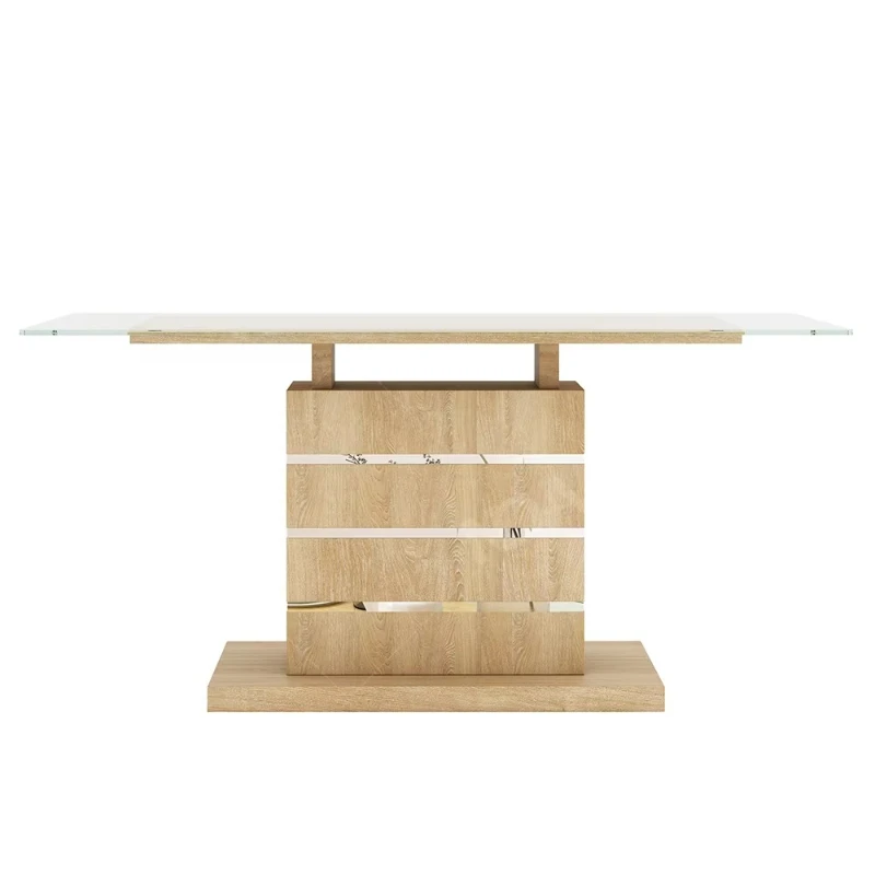 Rectangular dining table with glass top Modern home kitchen Dining room furniture 4 6 seats Dining table set Solid wood base
