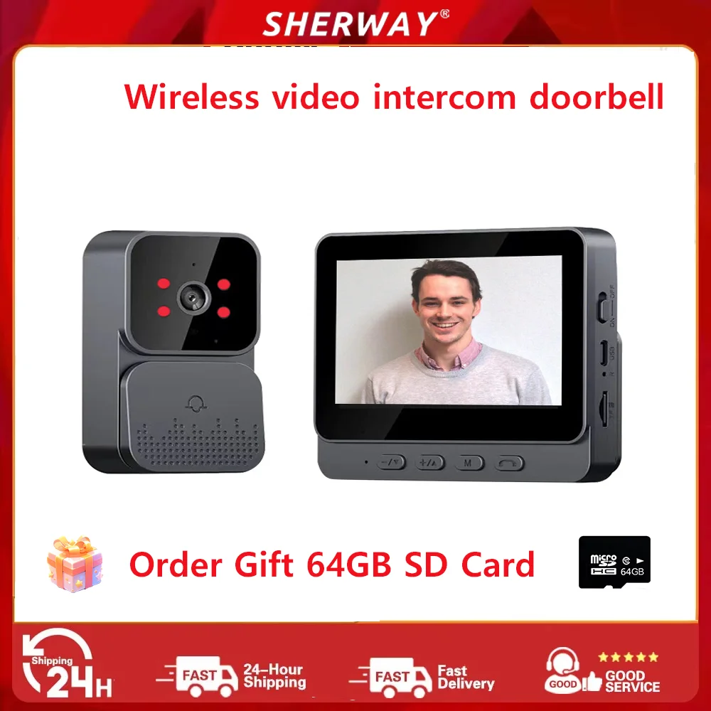 

M10 Video Doorbell Wireless 2.4G Bluetooth Automatic Video Recording/Capture By Pressing Noise Reduction Infrared Night Vision