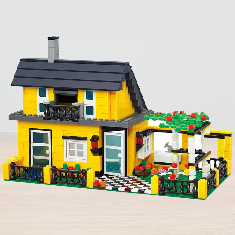 House Villa Architecture Cottage Model Building Blocks bricks Friends for girl Beach Hut Modular Home Village creative city shop