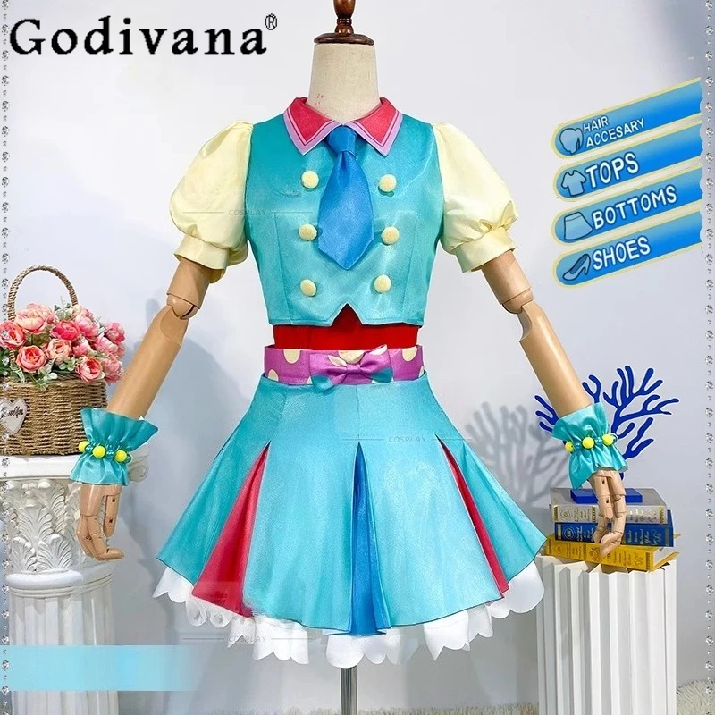 

Performance Cosplay Set for Girls Short Sleeve Sweet Shirt and High Waist Skirt Suits Women's Princess Outfits Singing Clothes
