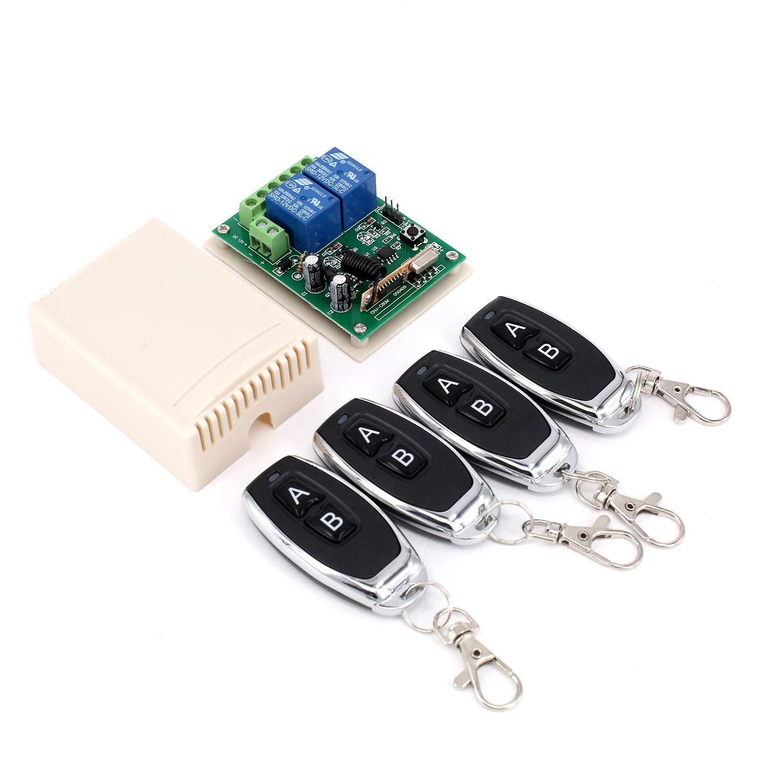 Opener Transmitter+Receiver Learning code(1527) Gate Garage ABS DC 12V 2CH 433MHz Wireless Remote Control Switch