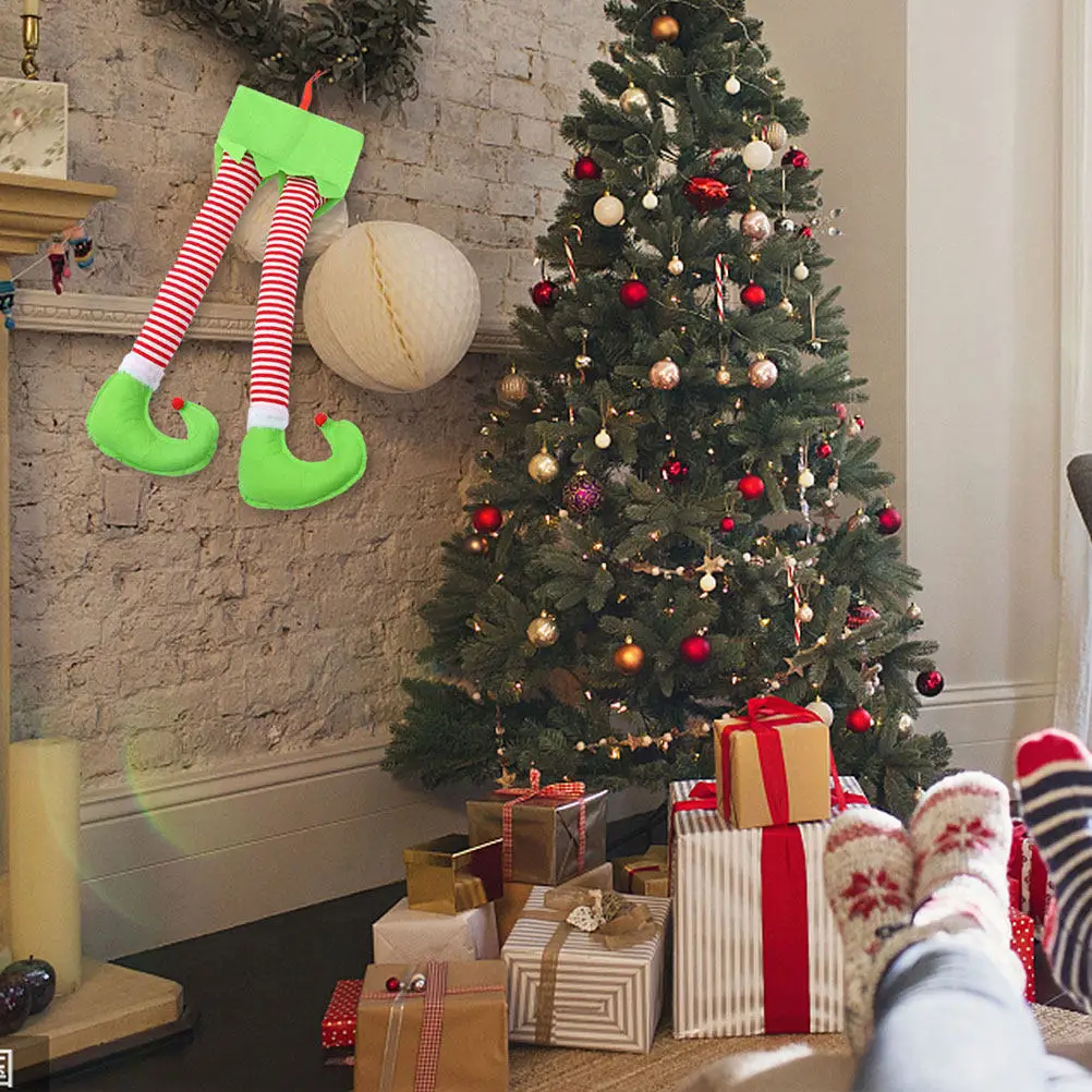 1Pcs Christmas Legs Hanging Decor Elf Legs Pendant Cloth Material Festive Party Supplies Xmas Hanging Decoration for Home Bar