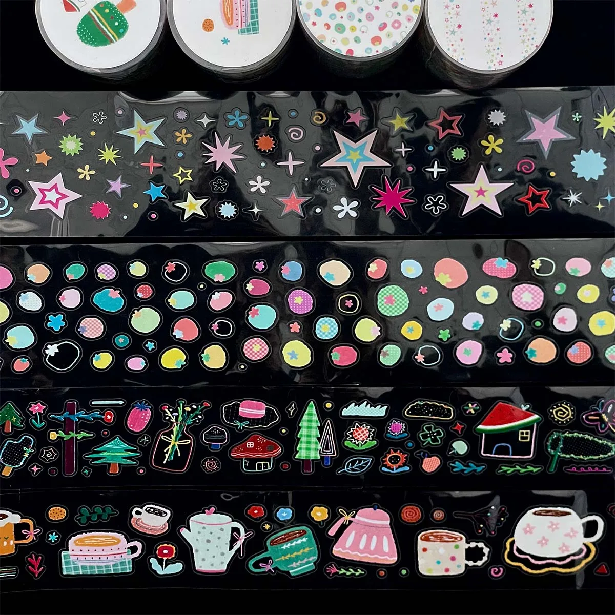 

Salt Style Sticker Tapes for Scrapbooking DIY Summer Theme Journal Collage Deco Sticker with Stars Apples Doodles Craft Supplies