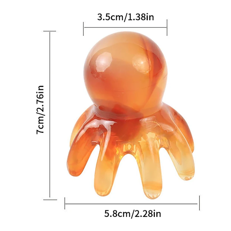 Resina em forma de polvo cabeça meridiano acuponto massagem pente dente largo couro cabeludo pente volta pescoço e costas manual ferramentas massagem profunda