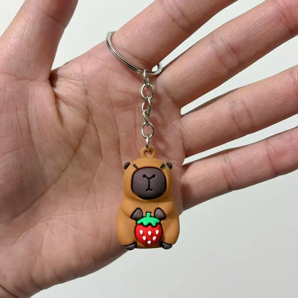 Niedliche Capybara Schlüssel bund Puppe Capibala Anhänger Fahrrad Rucksack Schlüssel Handy Anhänger Zubehör hässlich niedlich PVC weichen Gummi