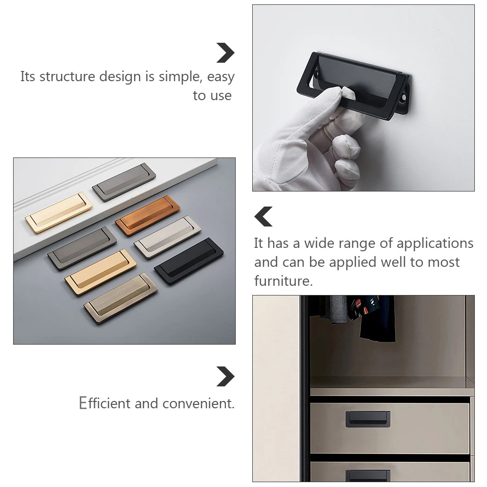 

2Pcs Zinc Alloy Invisible Wardrobe H les Furniture Drawer Pulls Embedded Cabinet Door Black Durable Easy Install Anti Rust