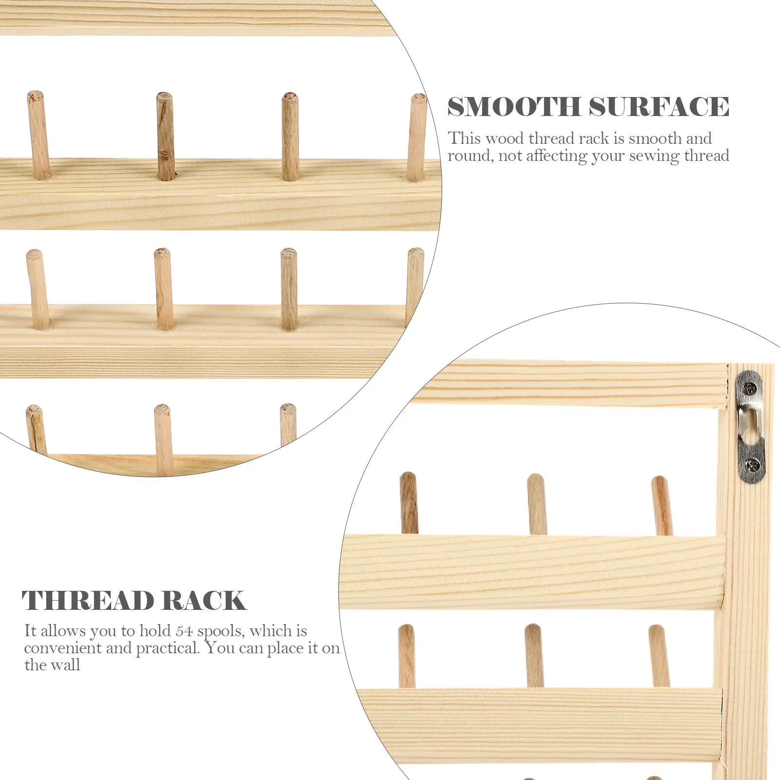 

Wood Thread Rack 54-Spool Capacity for Sewing Embroidery Knitting Storage Wall-Mounted Organizer Tool Thread Rack