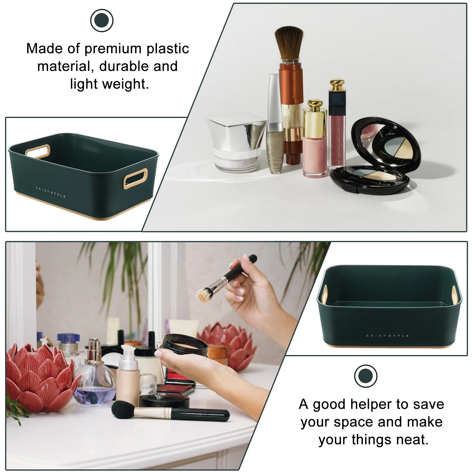 1 pçs recipiente de armazenamento do banheiro elegante cesta organizador para artigos diversos desktop arrumação economia espaço essencial