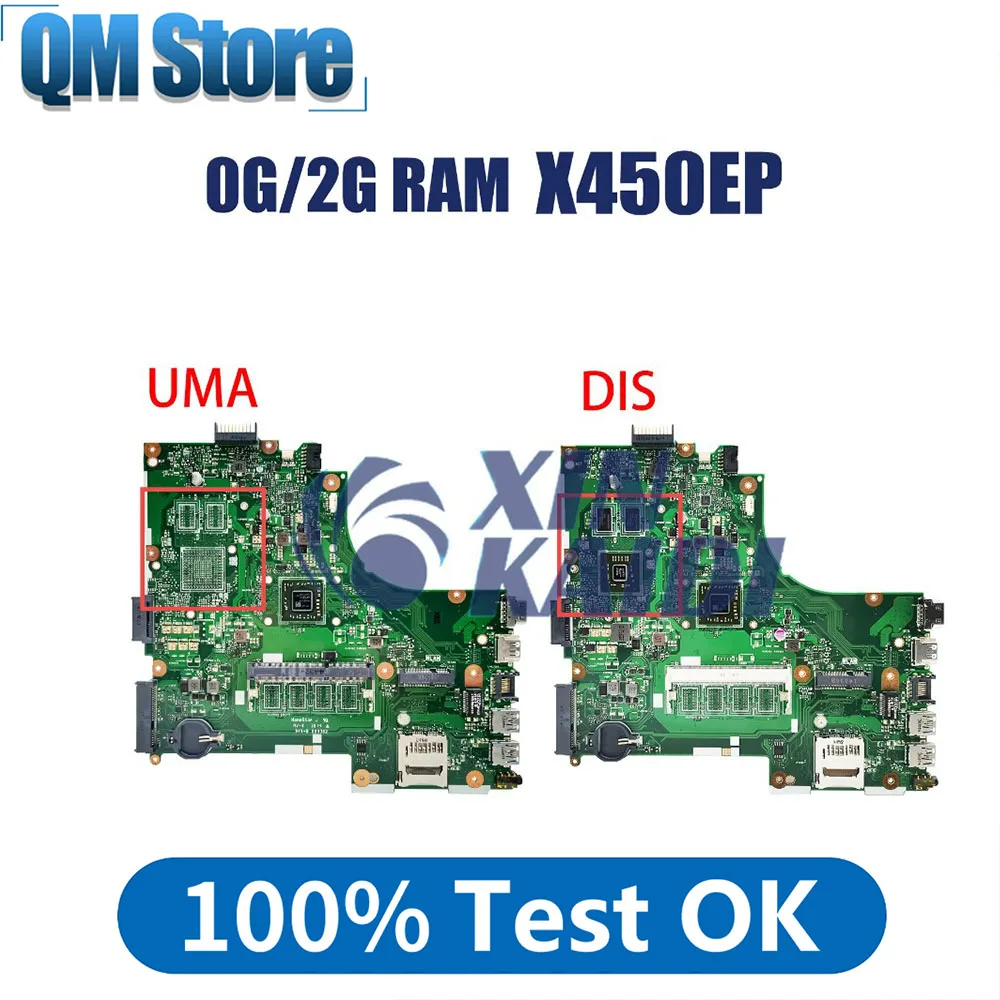 

Notebook Mainboard For ASUS X450EA X450EP X450E X450EP X450C A450C X450CC Laptop Motherboard with E1-2100 CPU 0G 2G-RAM