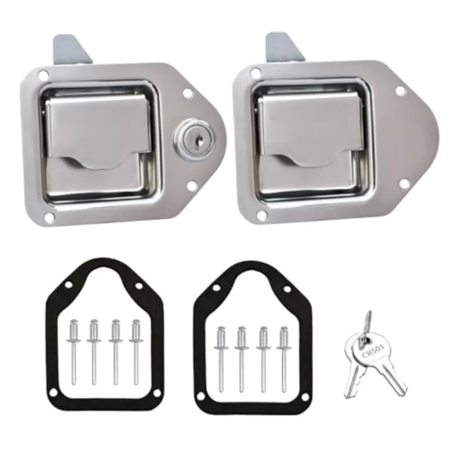 

Truck Tool Box Latch Replacement, 304 Stainl Steel Paddle Handle Lock Kit with Keys Accories for Truck Bed Toolboxes, Trailer,