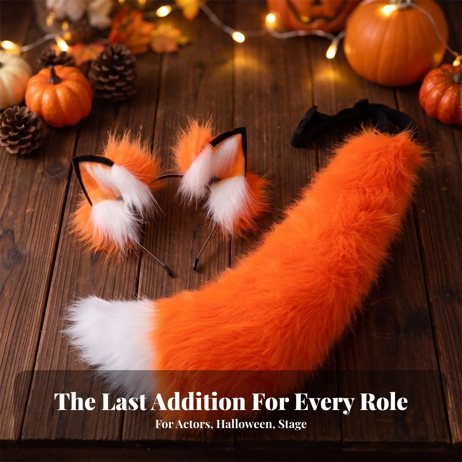 Cute Fox Ear Hairband with Fluffy Tail for Dress Up Party Costume Cosplay Prop for Women Girls Animal Theme