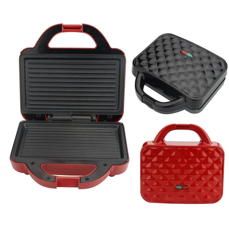 Electric Waffle Iron Non-Stick Coating Deep Hot Plates Red Breakfast Maker Waffle Sandwich Maker