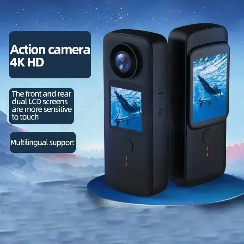 4K Anti-shake Action Camera Wifi Waterproof Screen Sport Bodycam Dual LCD Screens Portable Helmet Bike DV Sports Video Recorder