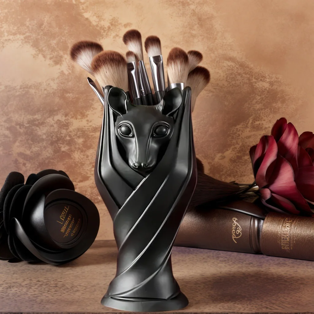 

New Style Bat Shape Black Plastic Tray Gothic Desktop Storage Box Makeup Brush Holder Organizer Pencil Storage Display Stand