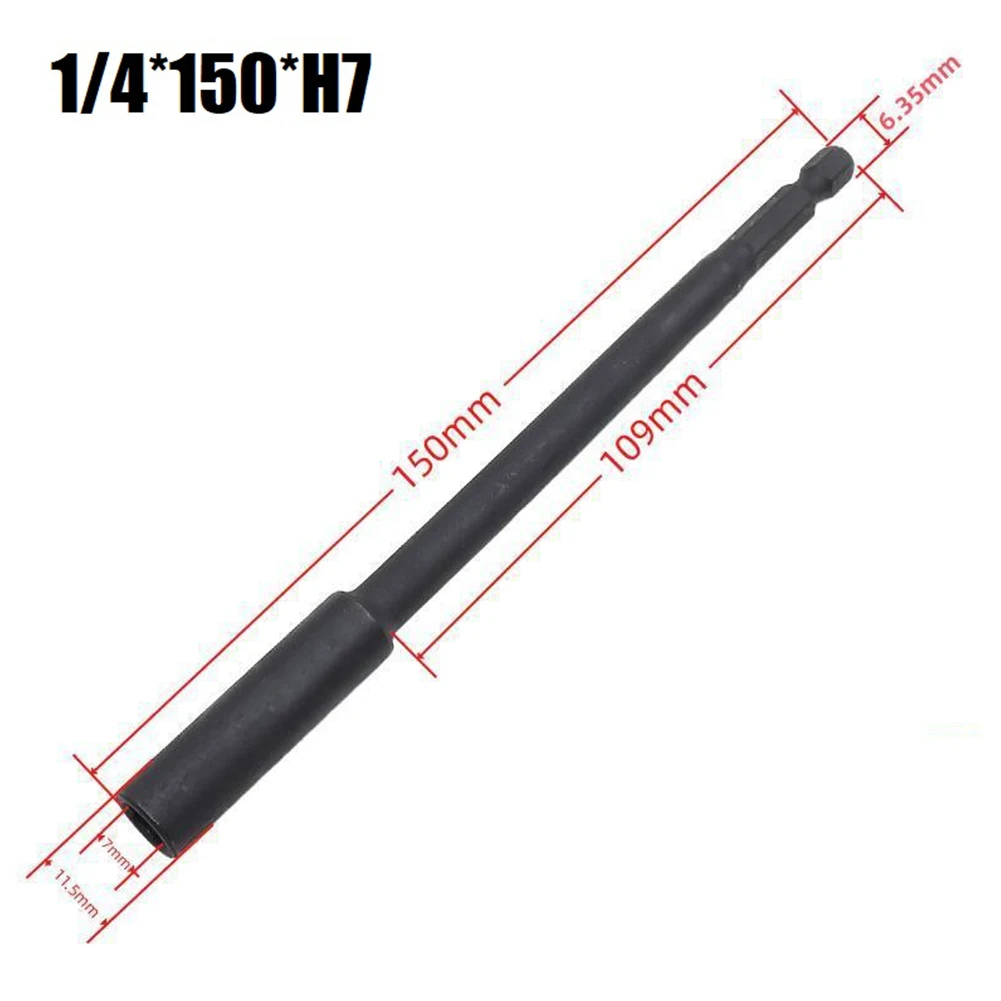 

150mm Length Extra Deep Bolt Nut Driver Bit H7-H14 Drill Socket 6.35mm Hex Shank Wrench Socket Screw Driver For Power Tool