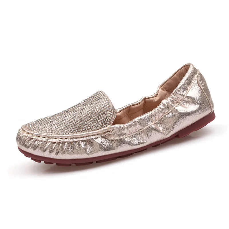 Large Size Women Flat Shoes Rhinestone Designer Female Footwear Fashion Comfortable Foldable Lady Shoes Casual Girl Flats Shoes