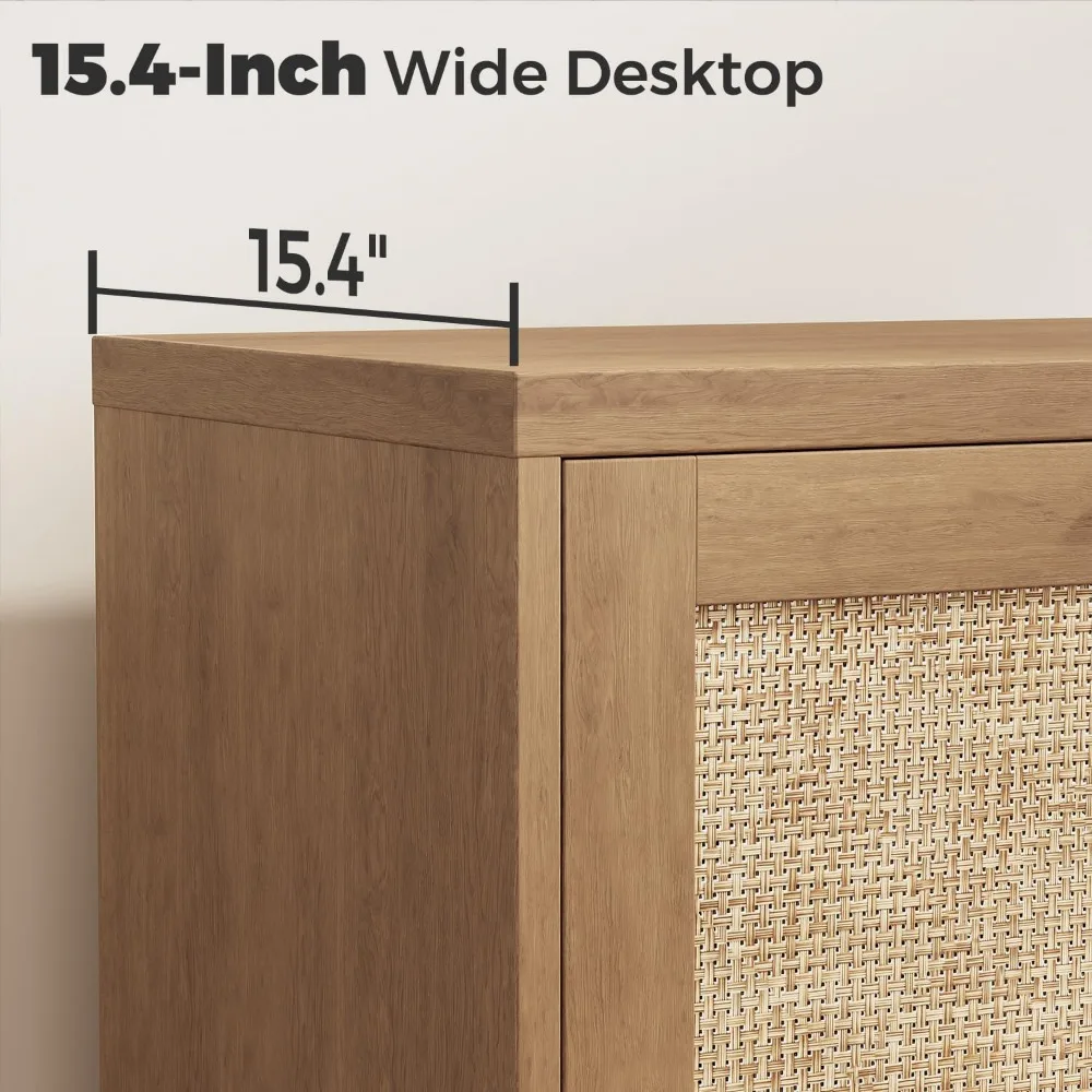 Rattan Buffet Cabinet with Adjustable Shelves, Modern Sideboard Storage for Living Room Kitchen Entryway