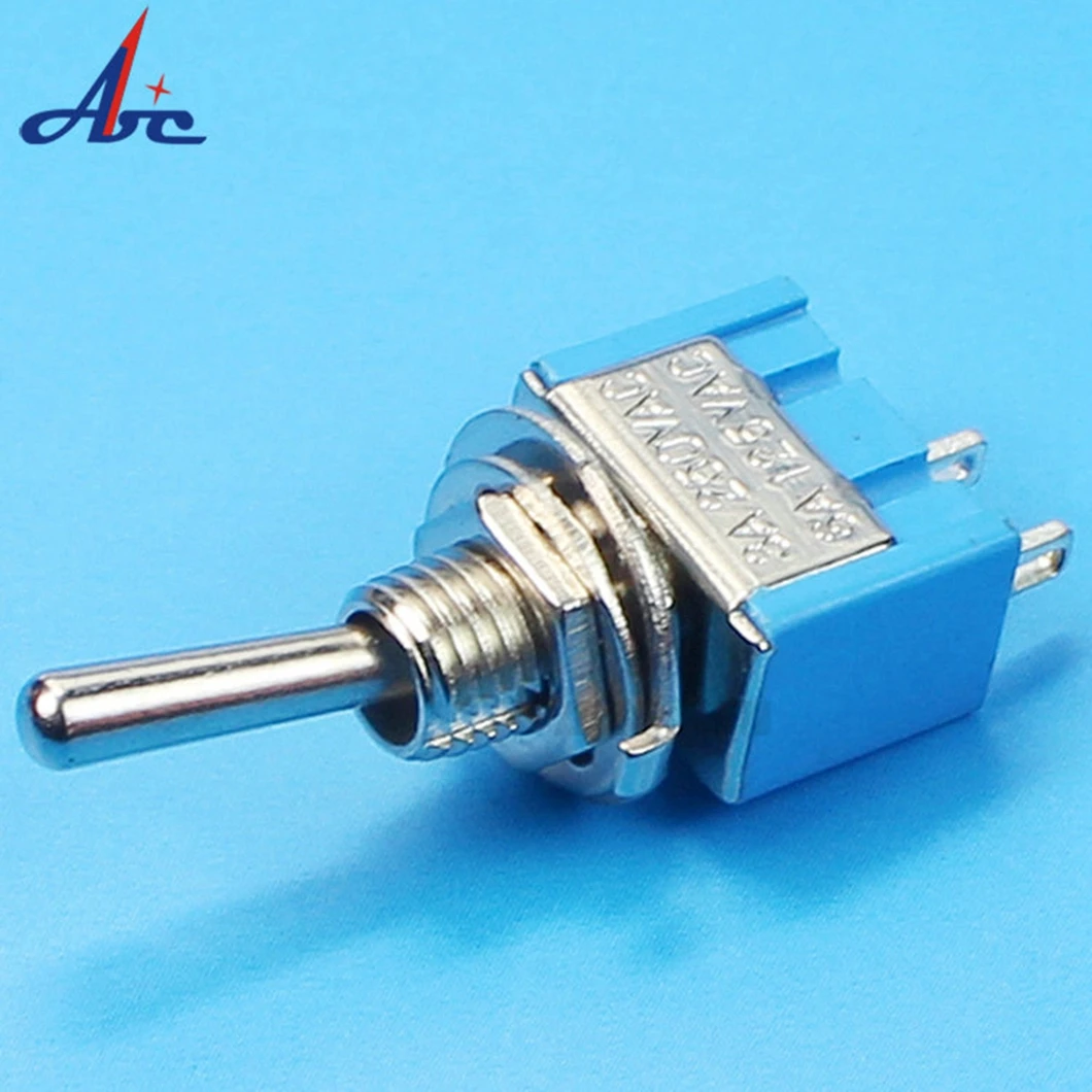 ABILKEEN 1.5A 250V ON-OFF Self-Latching 3 Pins Position:2 Position Bule Metal Toggle switch