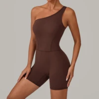 One Shoulder Women Sports Jumpsuit Sleeveless Yoga Rompers Backless Sportswear Women Workout One Piece Bodysuits Female - Image 2