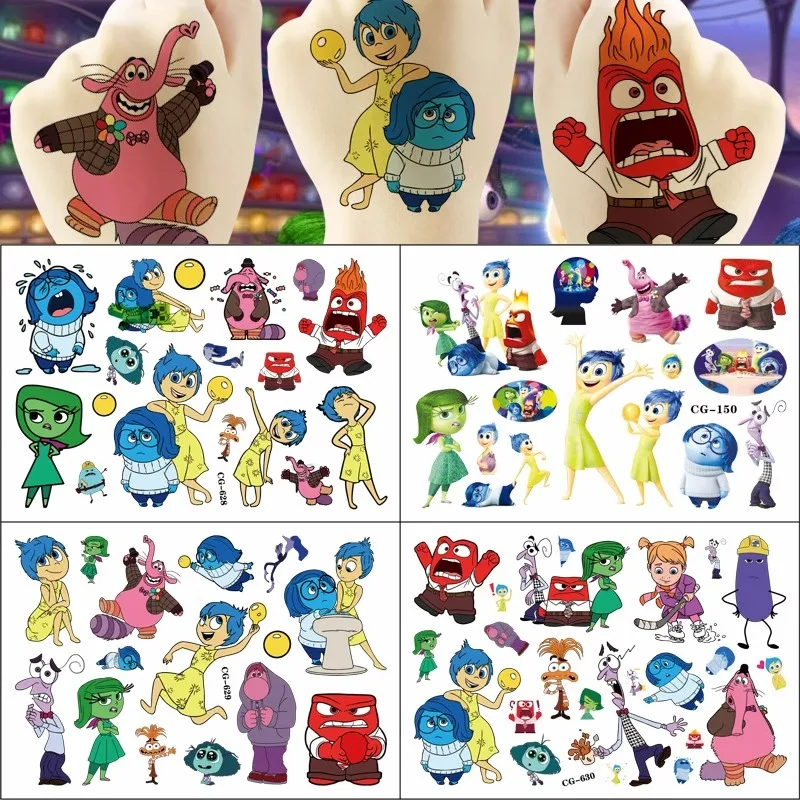 Disney Anime Inside Out Tattoo Stickers Anime Cosplay Accessories Water Transfer Stickers Party Decorations Children's Toys Gift