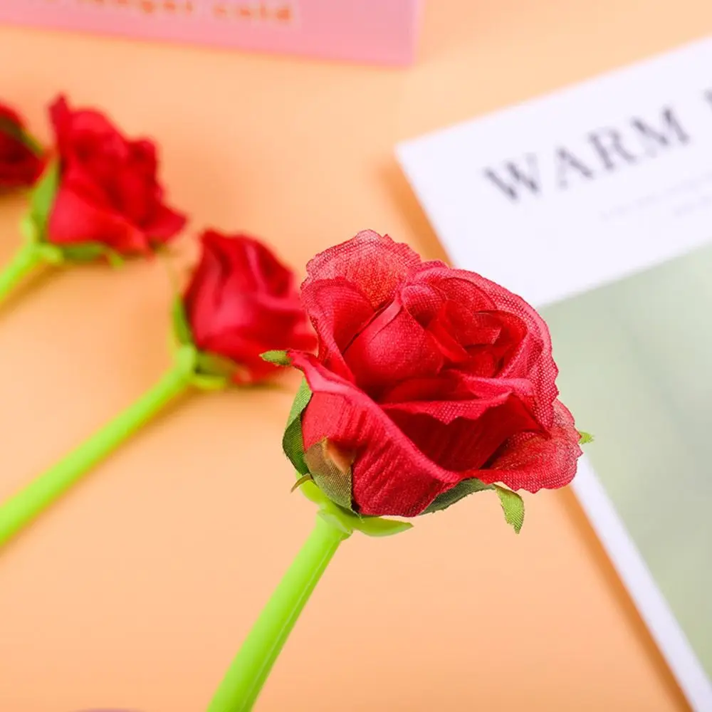 Имитация цветка розы, ручки с искусственной розой, нейтральная гелевая ручка, ручка для письма, ручка для подписи, плавное письмо, танцующая цветочная ручка