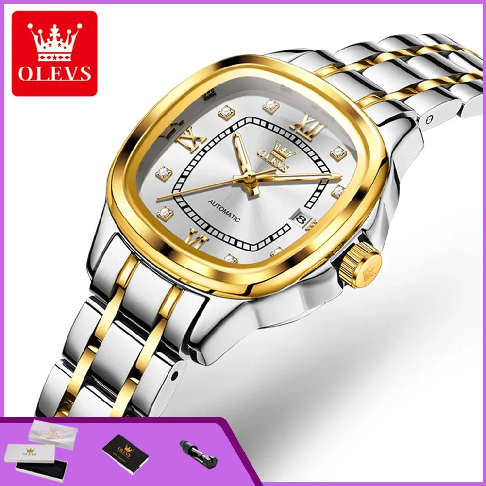 OLEVS 9810 Watches for Women Waterproof Calendar Luminous Original Automatic Mechanical Wristwatches Elegant Luxury Ladies Watch