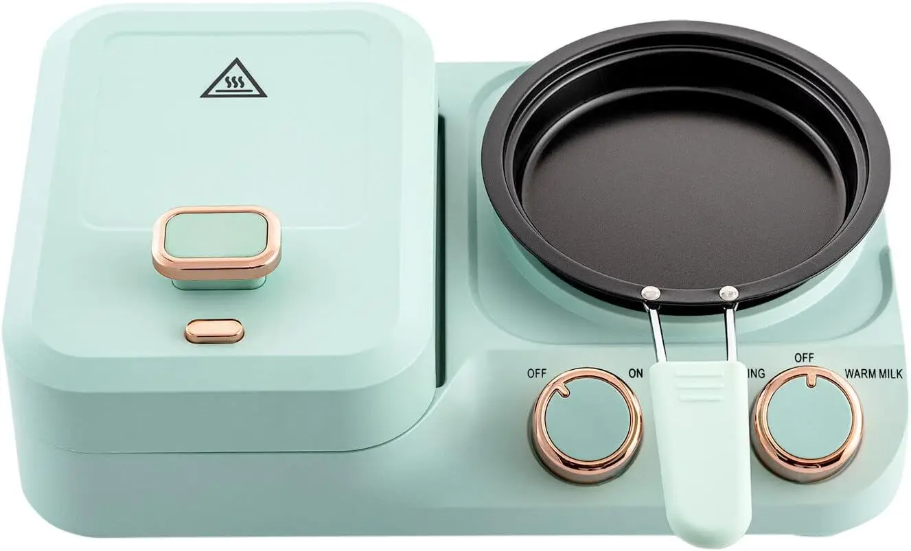 محطة الإفطار 3 في 1، محمصة كهربائية صغيرة غير لاصقة، ماكينة صنع الساندوتشات، ماكينة صنع الإفطار مع مقلاة Bo