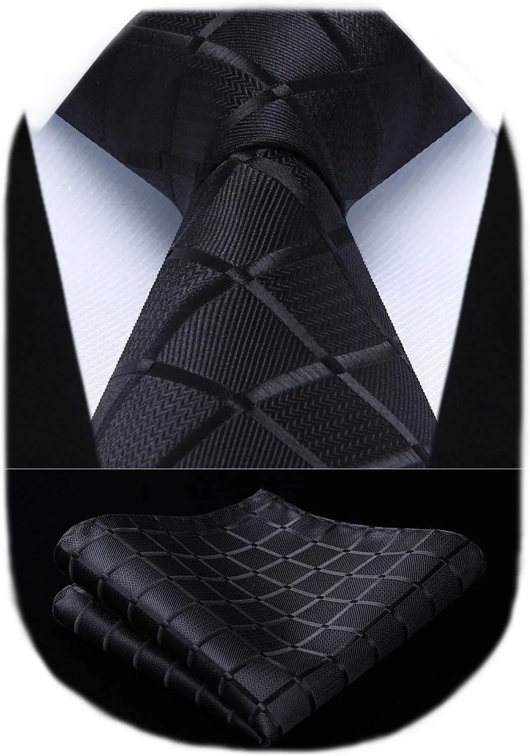 Ties For Men Formal Business Plaid Checkered Necktie Pocket Square Set Classic Mens Wedding Ties Woven Jacquard Suit Accessories