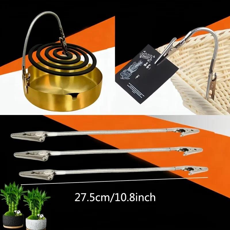 Metal Long-Tailed Alligator Clip Set, 3/6 Flexible Spring Clips, Convenient Double-Headed Clips, Flexible Gooseneck, 360-Degree Rotation ° Adjustable Height and Angle at Will, Suitable for DIY Greeting Cards, Photos, Business Cards, Office Documents, Handmade Model Making, and Mosquito Coil Holders.