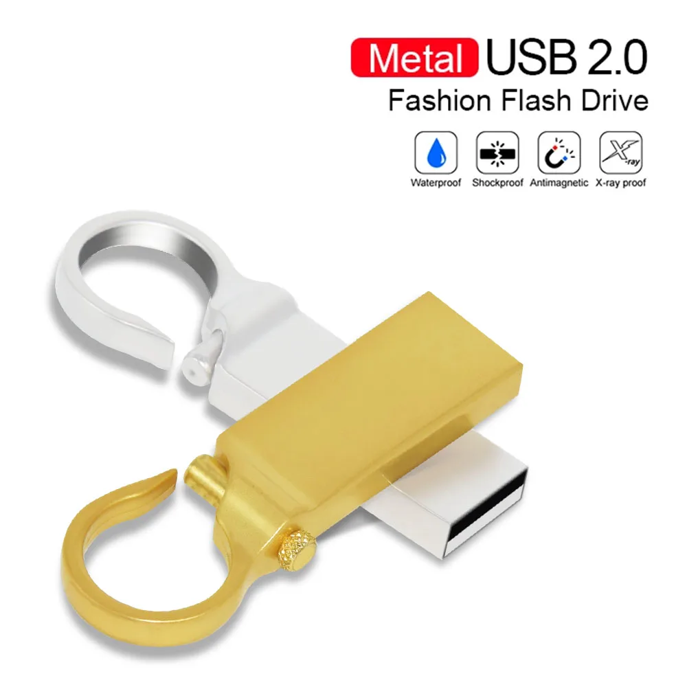 Sáng Tạo Móc Khóa Đèn LED Cổng USB 64GB Kim Loại Bút 32GB 16GB 8GB 4GB USB thẻ Nhớ Chống Thấm Nước Đèn LED