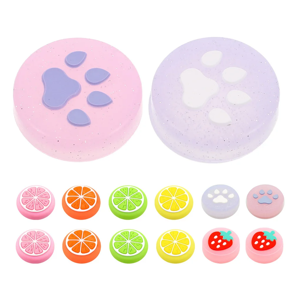 14 個発光フルーツテーマ猫の爪シリコーン親指グリップ滑り止め交換用親指スティックカバースイッチコントローラーアクセサリー