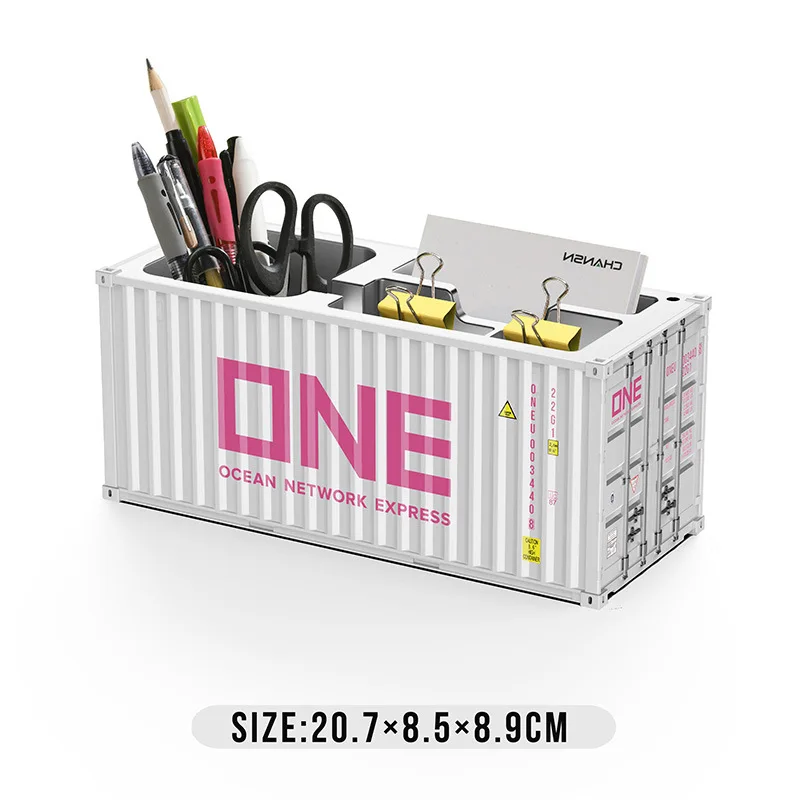 Simulated Ocean Freight Container Model Pen Holder Storage Box New Plastic Storage Box Desktop Storage Rack