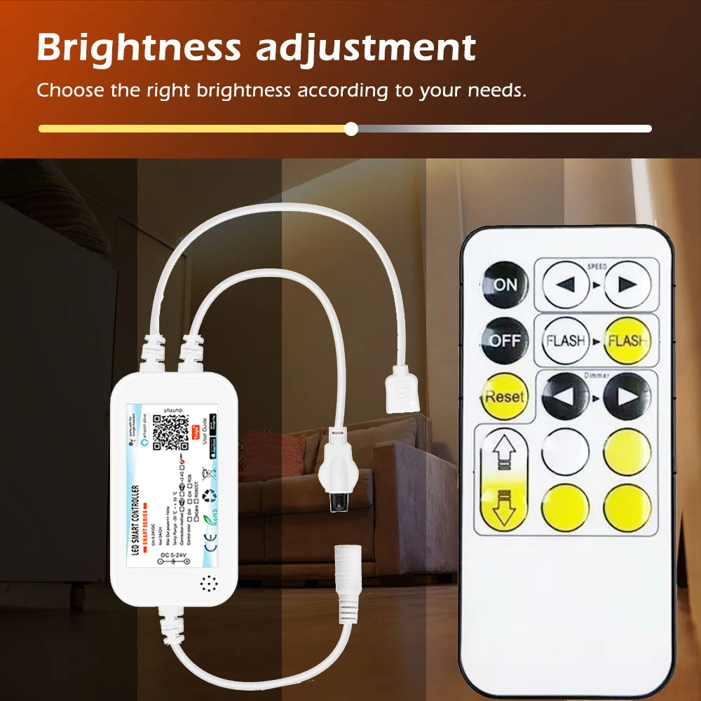 DC5-24V Tuya Wifi akıllı yaşam APP kontrol + IR uzaktan kumanda DW/CCT/RGB/RGBW/RGBCCT LED işık şeridi denetleyici f Alexa Google ev