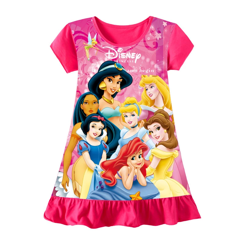 Robe de nuit sirène Anna Elsa pour filles, vêtements de dessin animé pour enfants, pyjamas à manches courtes, vêtements de famille pour enfants