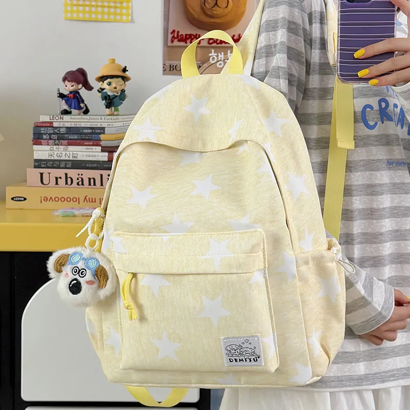 Korean StyleinsMinimalist starry backpack Large-capacity, versatile, lightweight school backpack for female middle and high scho