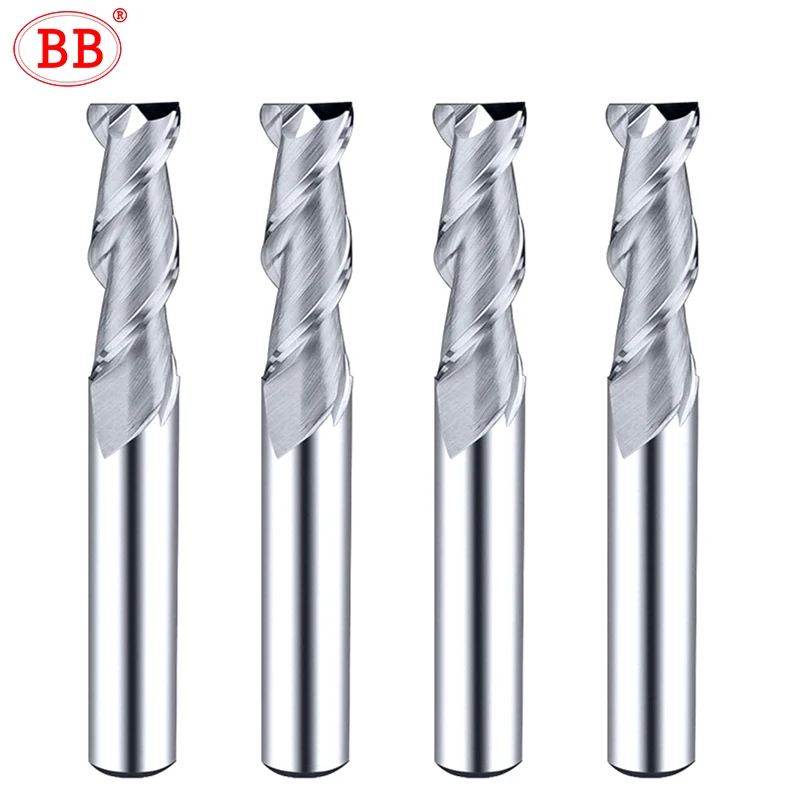 BB 2 Flutes Spiral End Mill CNC Machining Engraving Cutter Carbide Router Bit for Wood Aluminum Copper 0.1mm-20mm DIY Tool