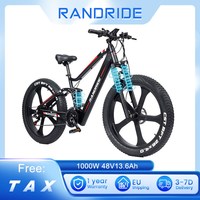 RANDRIDE YX90M Electric Bike 26'' Fat Tire 1000W Brushless Motor 48V13.6Ah Battery 45km/h Max Speed 100km Range Hydraulic Brake