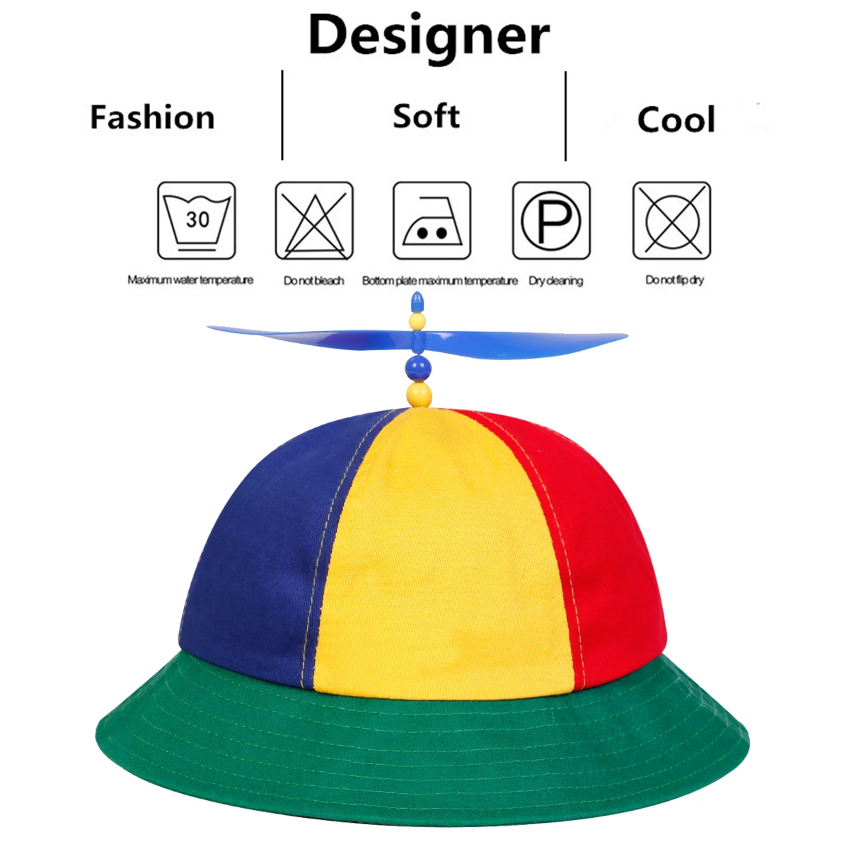 1pc Unisex Multi Color Splicing Bucket Hats with Propeller Personality,Leisure outdoor adjustable multifunctional Sunscreen Hat