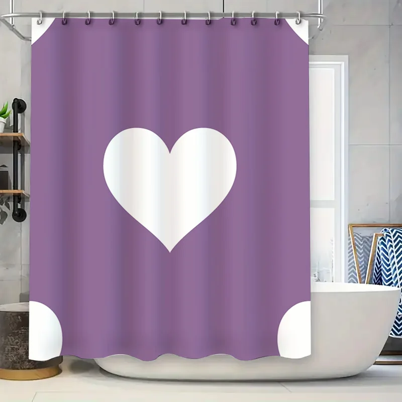 

Набор занавесок для душа с фиолетовым сердечком, дизайн белого сердца для декора ванной комнаты