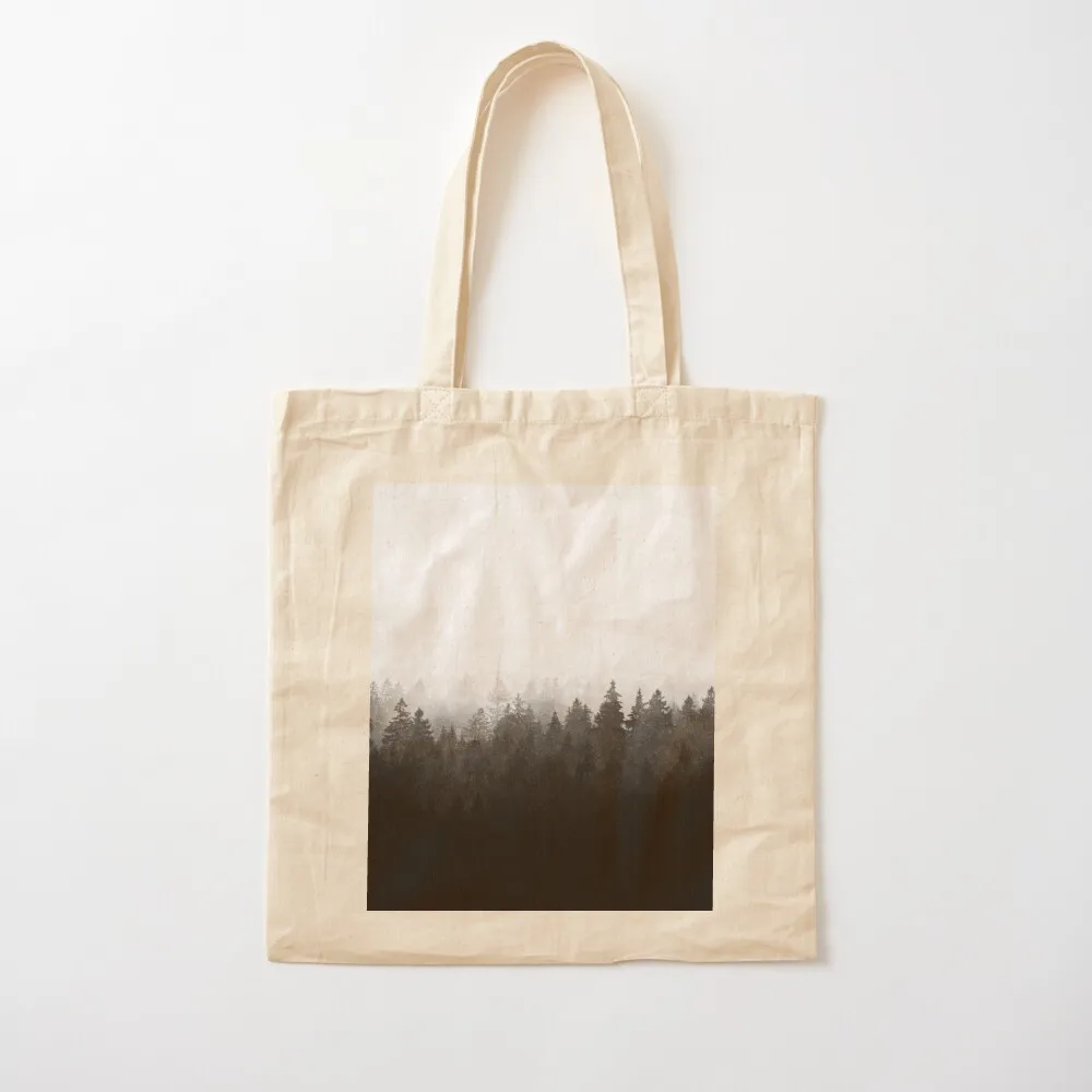 

A Wilderness Somewhere // Misty Romantasy Fairytale Ghostwood Forest With Cascadia Trees Covered In Magic Light And Fog Tote Bag