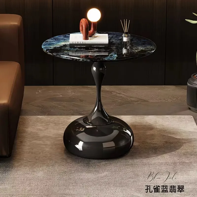 Light luxury high-end ultra crystal sofa edge table, living room new modern minimalist marble corner table