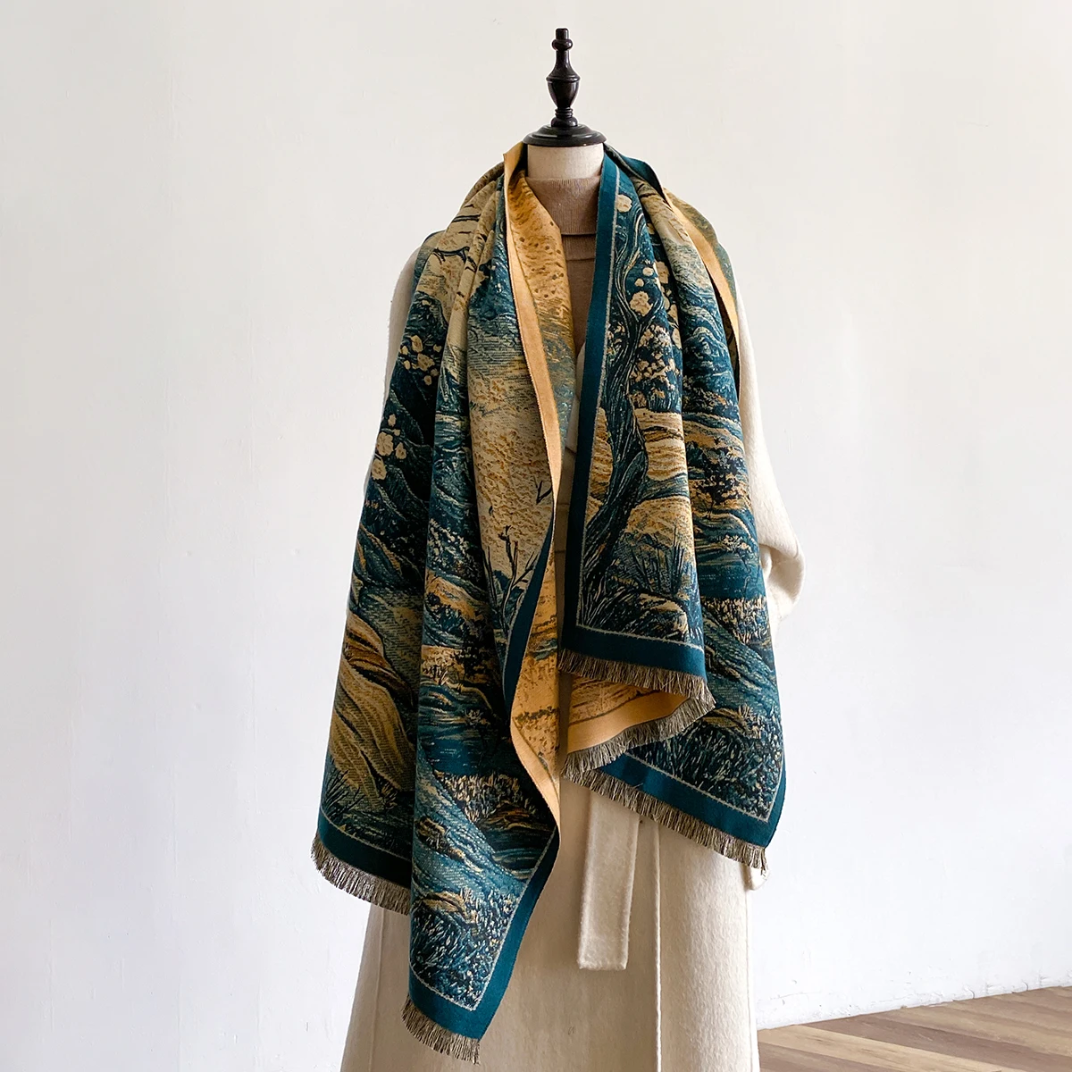 

Ladies Latest Design Winter Reversible Jacquard Imitation Cashmere Scarves Premium Quality Thick Wrap Shawl Womens Scarf
