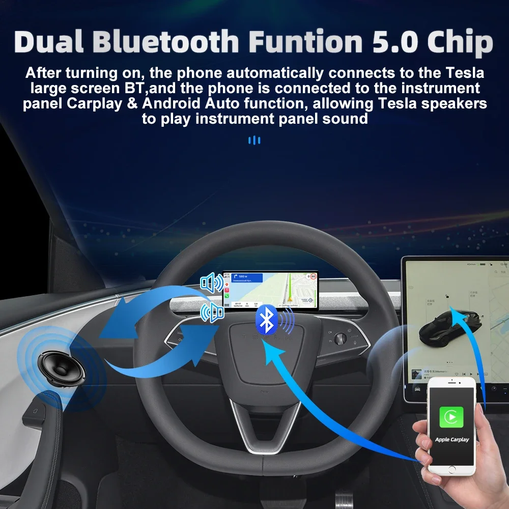 Instrument Cyfrowy 2023 do Tesli Model 3 Y Ekran Carplay Kamera AHD Head Up Display Akcesoria do Deski Rozdzielczej