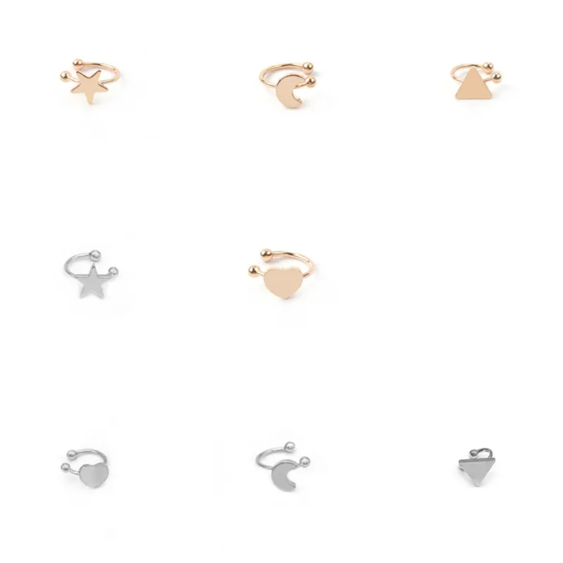 Arrivals Fashion No Pierced Non-piercing Earcuff Ear Star Moon Heart Triangle Clip-on Clip Earrings For Women Jewelry
