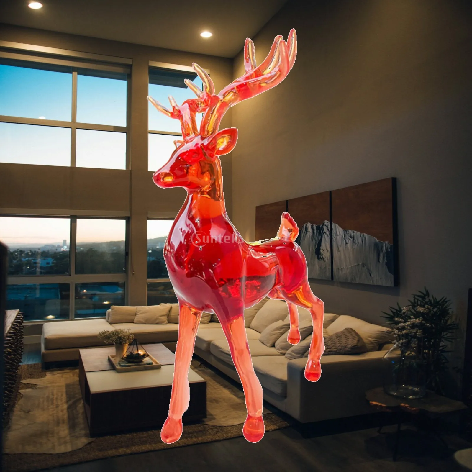 Modern Home Decoration Deer Sculpture Transparent Appearance Animal Figurines for Living Room Mantel Car Dashboard Christmas