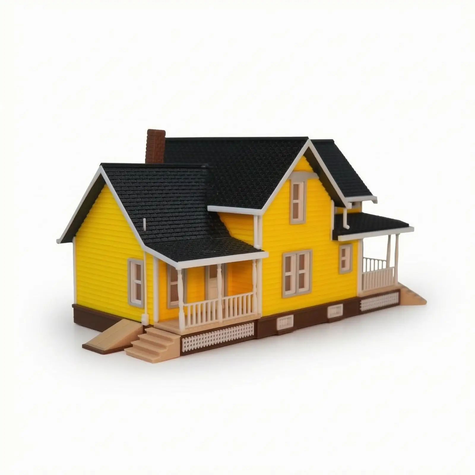 Miniature Villa with Porch Compact 1:64 Scale House Model Realistic for Dioramas