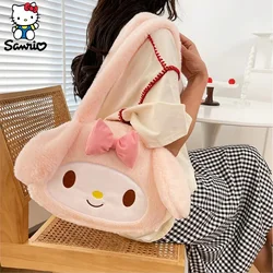 Kawaii Sanrio My Melody Plush Bag Kuromi Cinnamoroll Women Tote Handbags Shoulder Bags Fashion Backpack Messenger Bags Purses